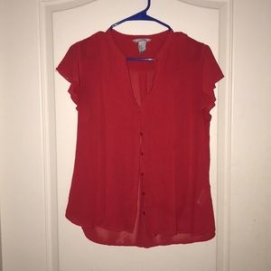 H&M red flutter sleeve blouse